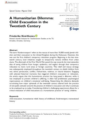 Buchcover A Humanitarian Dilemma: Child Evacuation in the Twentieth Century