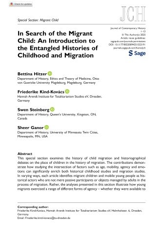 Buchcover In Search of the Migrant Child: An Introduction to the Entangled Histories of Childhood and Migration