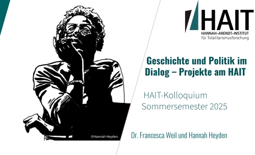 Titel der Veranstaltung mit Silhouette von Hannah Arendt